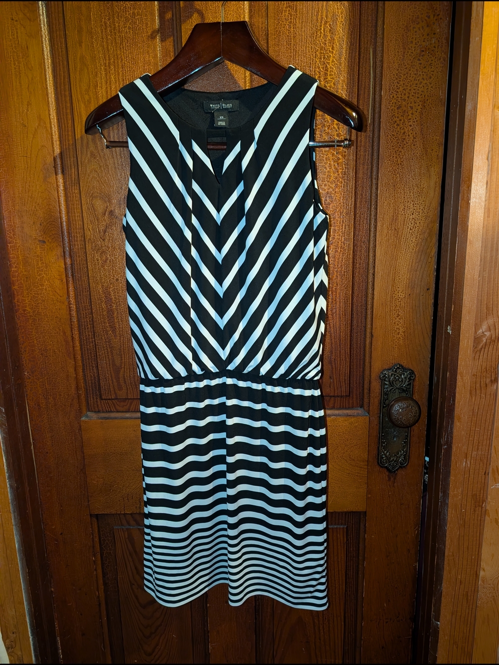 White House Black Market Black & White Striped Midi Dress XS